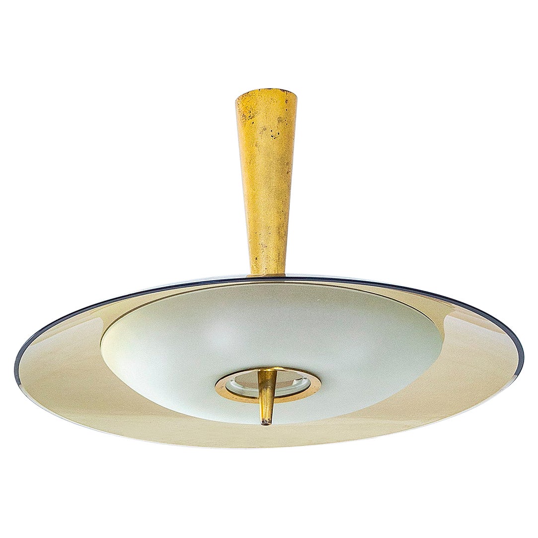 20th Century Max Ingrand Chandelier mod 1462 A for Fontana Arte in Brass & Glass For Sale