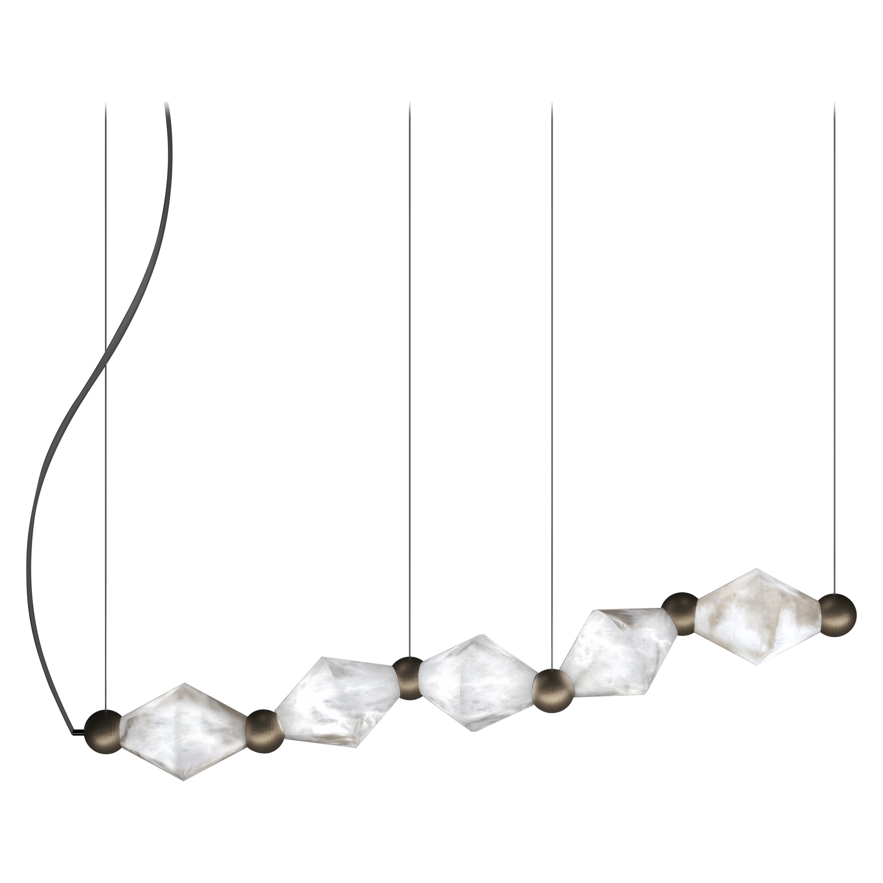 Chronos Brushed Burnished Metal Pendant Lamp by Alabastro Italiano For Sale