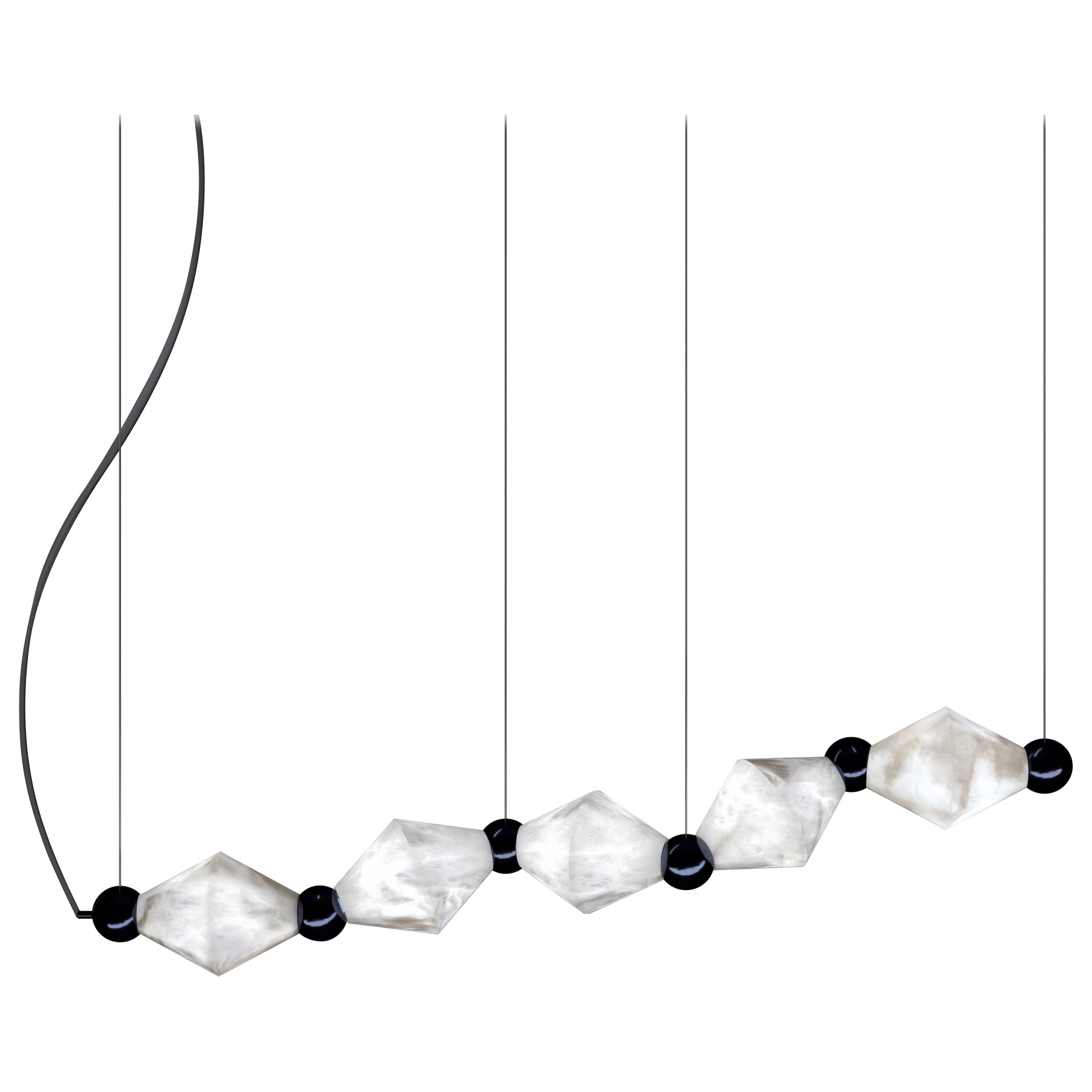 Chronos Shiny Black Metal Pendant Lamp by Alabastro Italiano