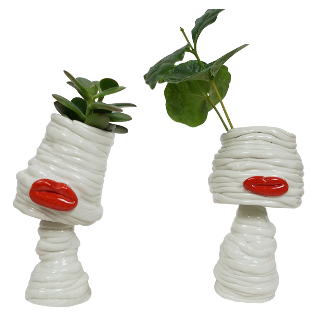 Lips Flower Pot Duo by artist - designer Hania Jneid 