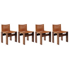Retro Afra & Tobia Scarpa "Monk" Dining Chairs for Molteni, 1974, Set of 4