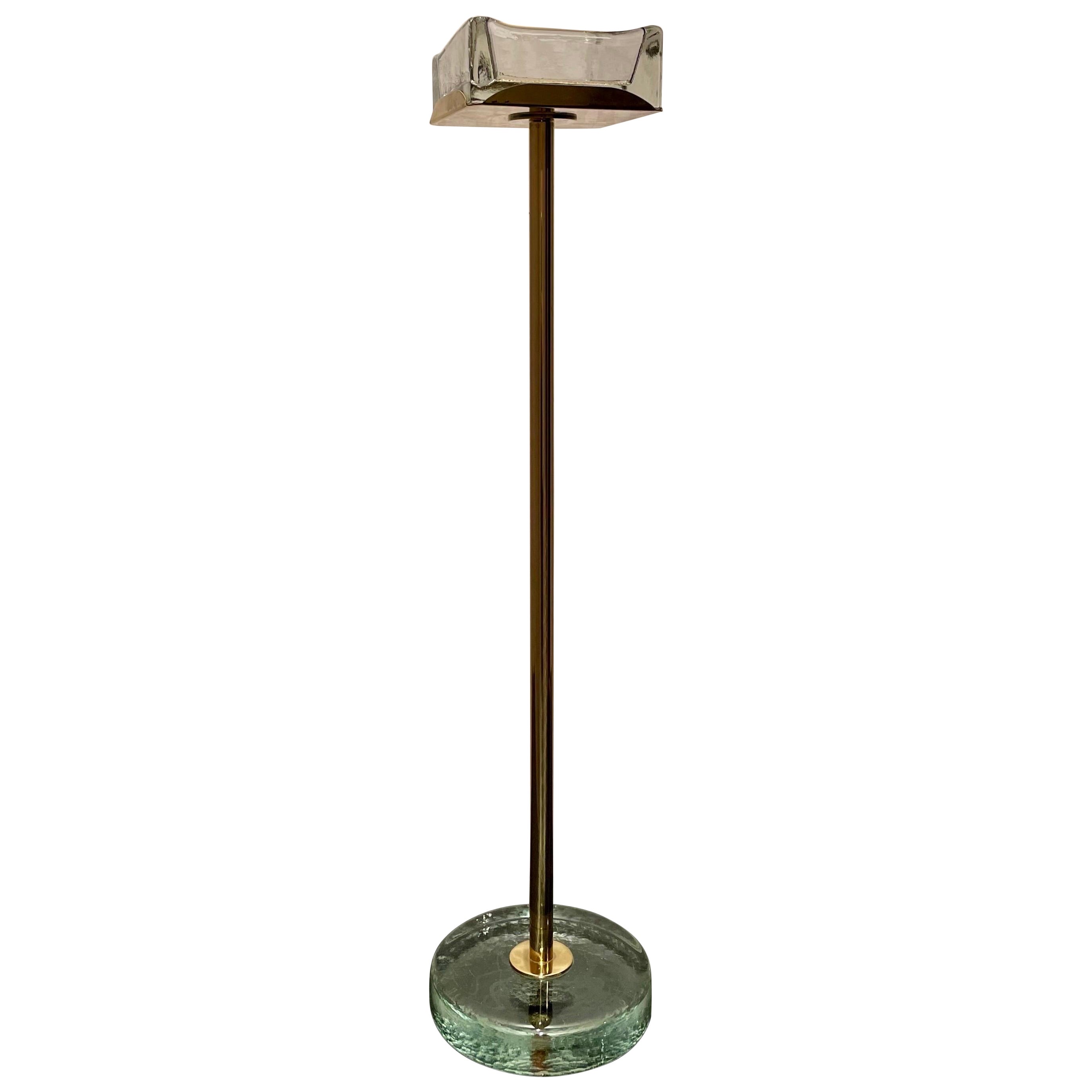 Swedish floor ashtray in brass and glass by Gunnar Ander for Ystad-Metall 