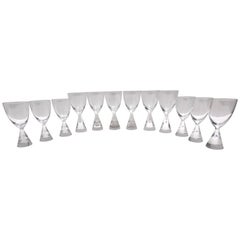 Set of Twelve Crystal Drinking Glasses by Bent Ole Severin for Holmegaard, 1958