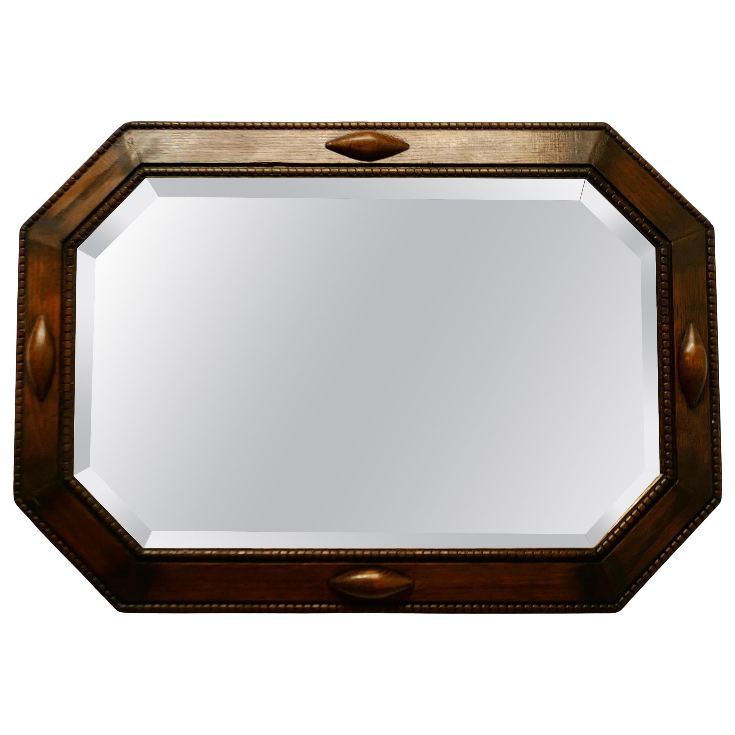 Long Art Deco Octagonal Oak Mirror   For Sale