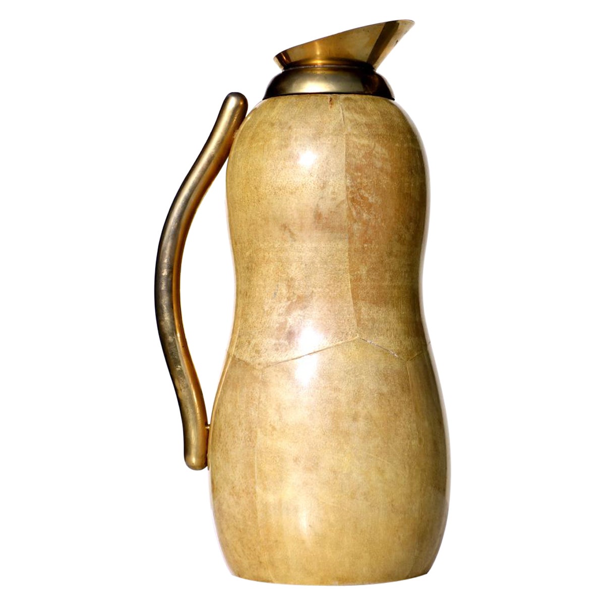1950s Aldo Tura Design Italian Midcentury Parchment Bottle Thermos Jug For Sale