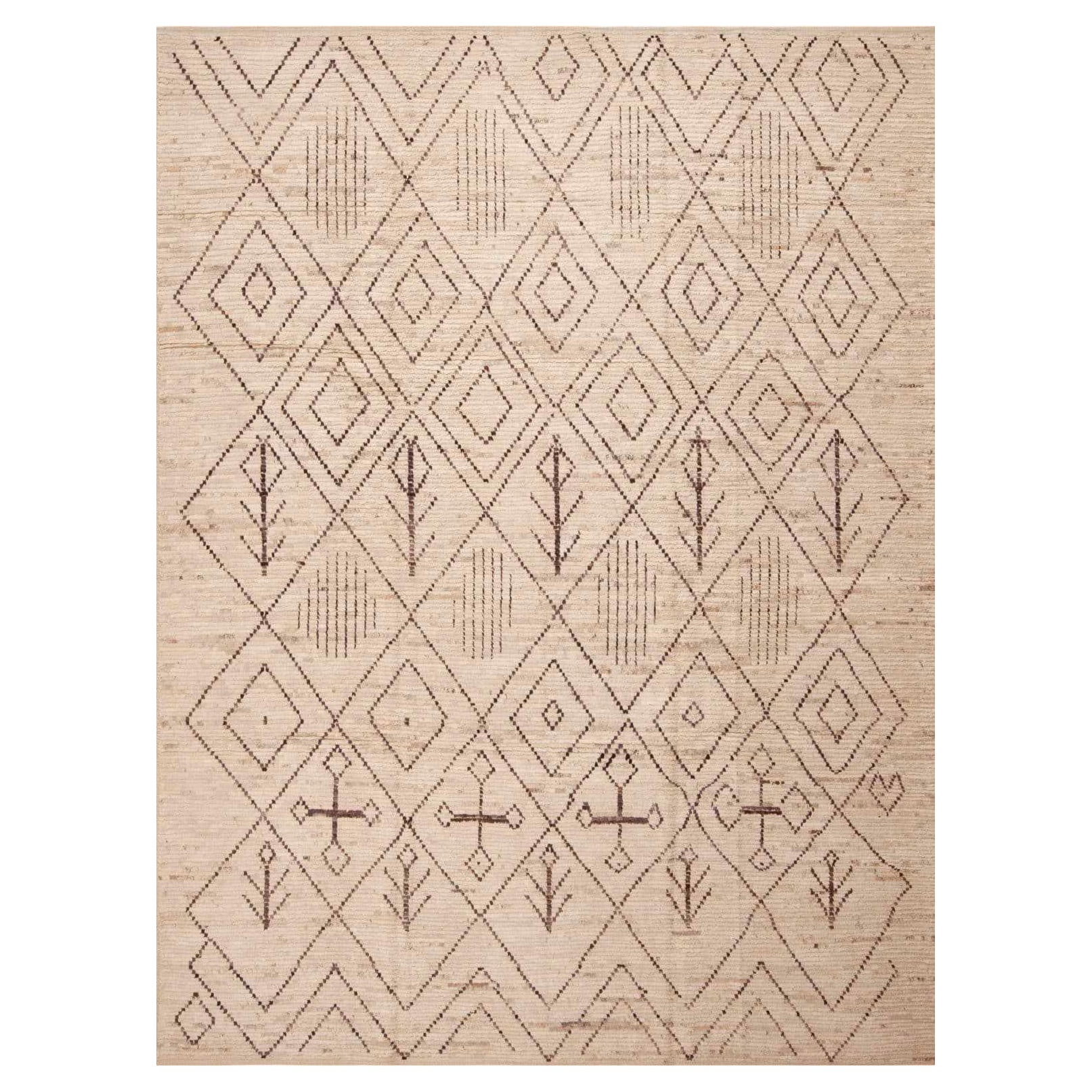 Moderner marokkanischer Beni Ourain-Teppich im Stammeskunst-Design der Nazmiyal-Kollektion 9'3" x 12'
