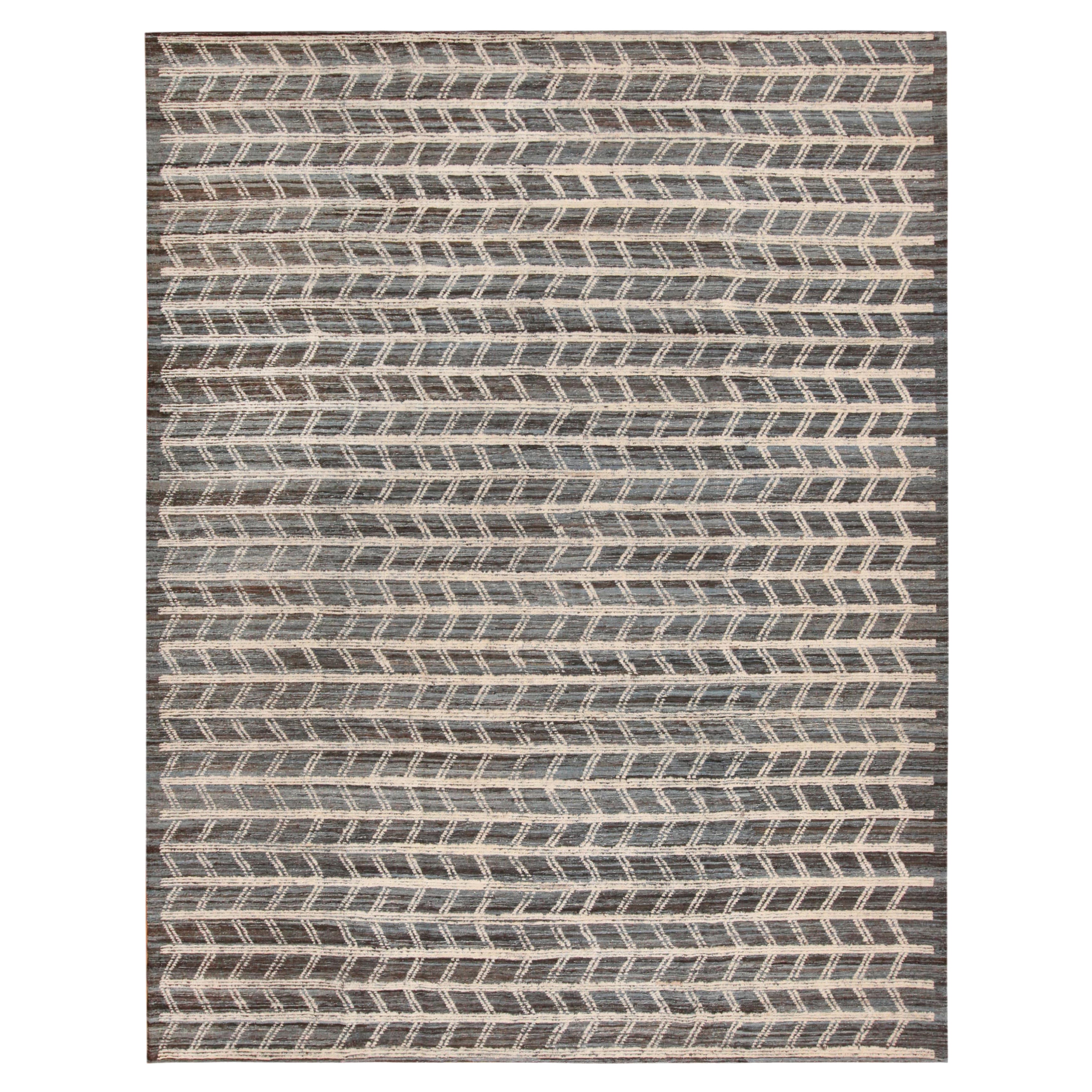 Nazmiyal Collection Geometric Zigzag Motif Modern Area Rug 10' x 12'7" For Sale