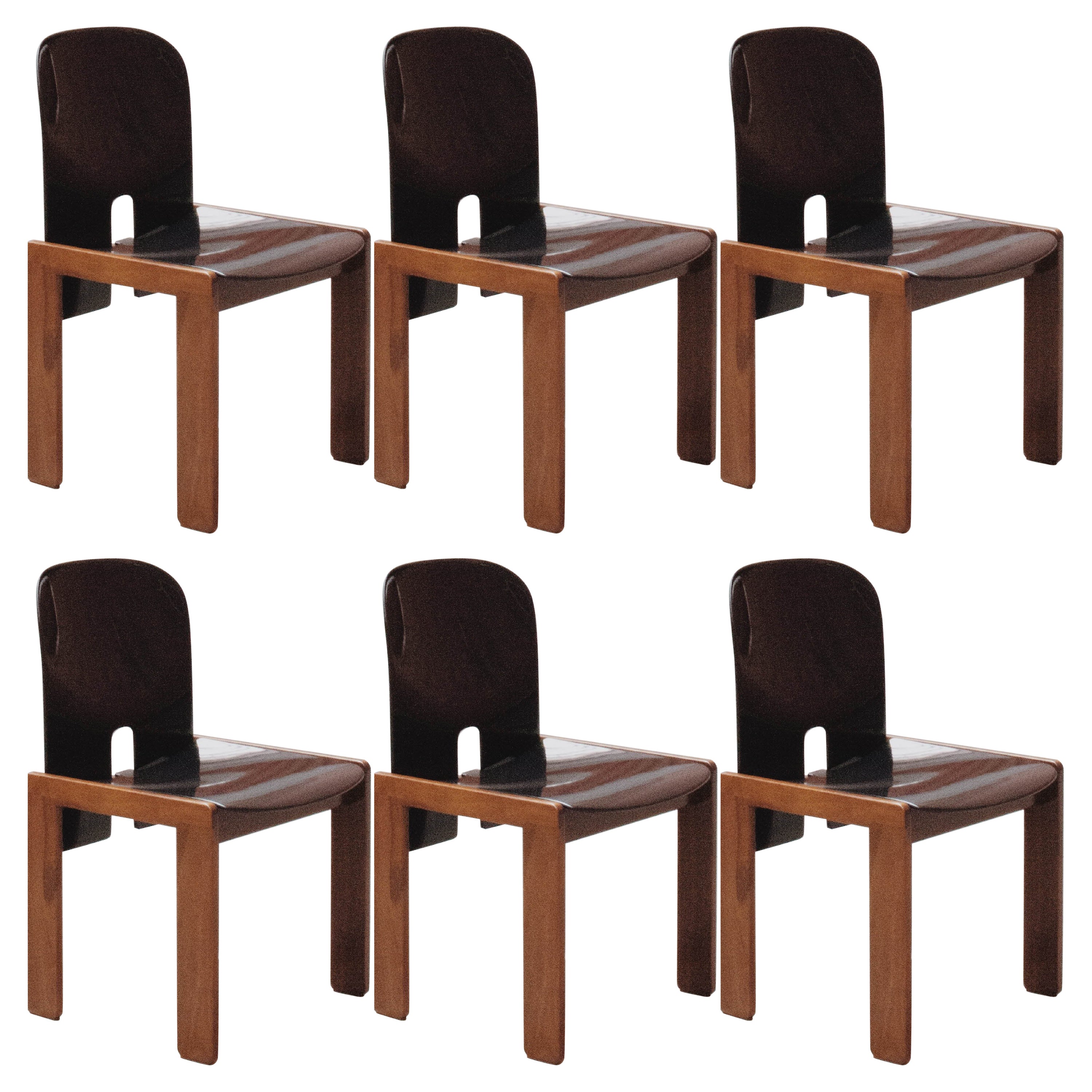 Afra & Tobia Scarpa "121" Dining Chairs for Cassina, 1965, Set of 6 For Sale