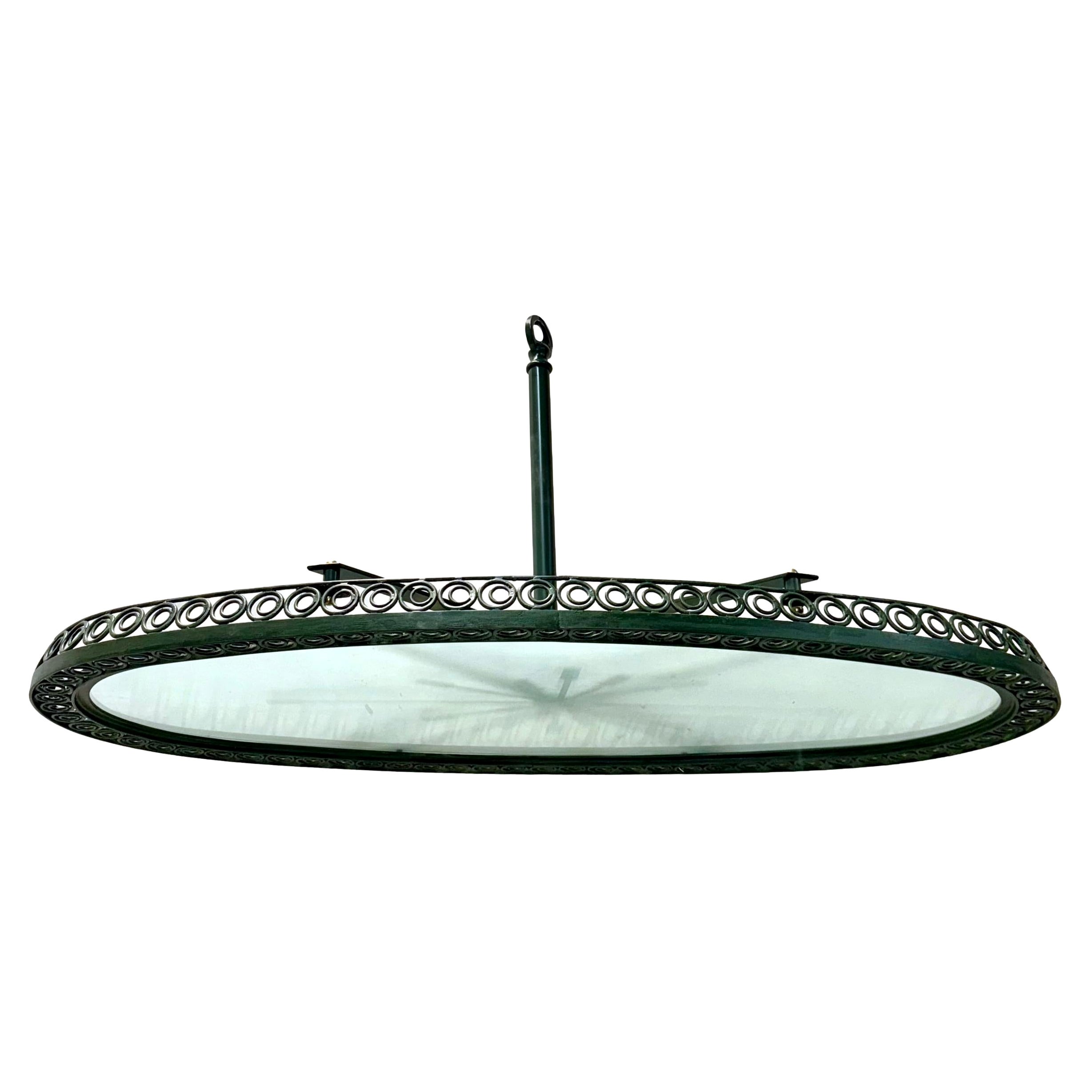 Vintage Large Oval Iron Light fixture For Sale