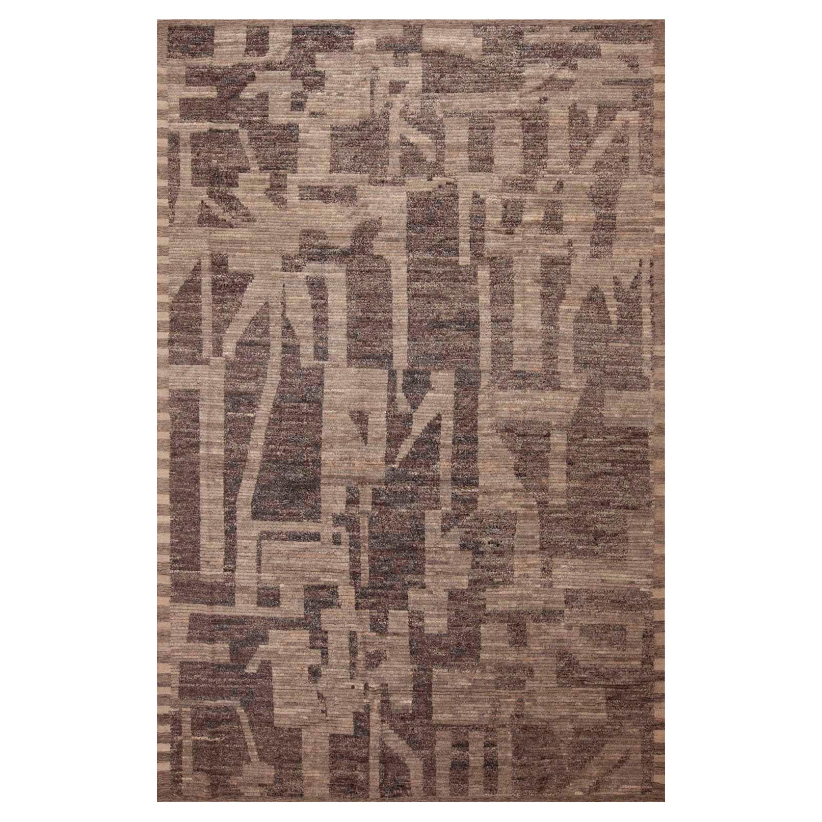 Collection Nazmiyal, tribal, géométrique, gris terre, tapis moderne 9'7" x 14'6"