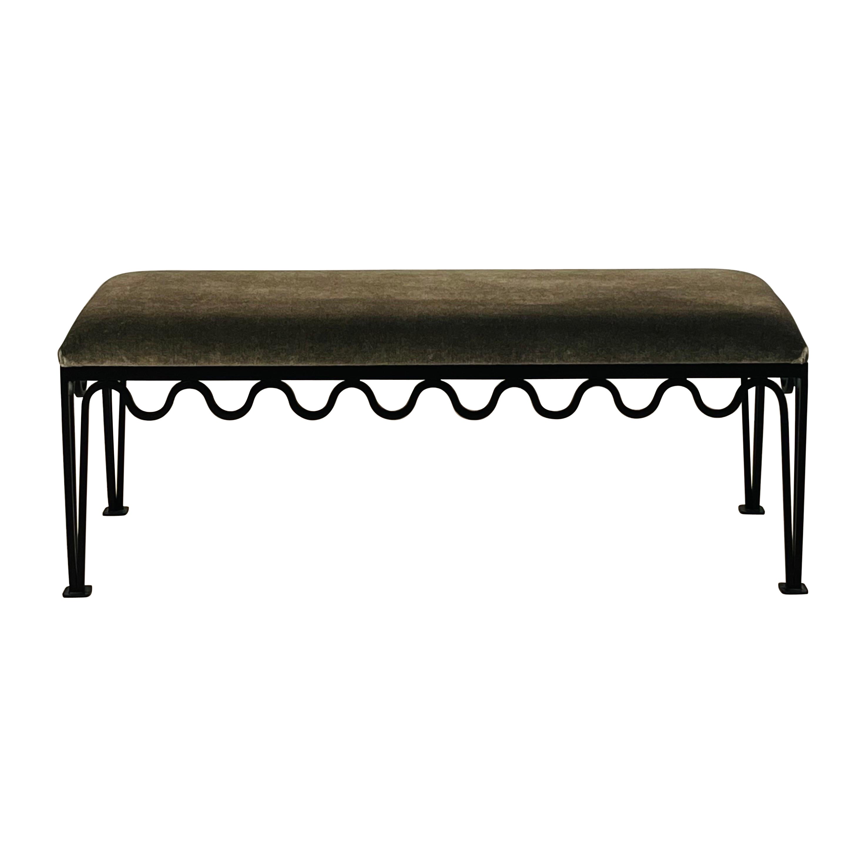 'Méandre' Bench by Design Frères in Mohair Velvet or COM