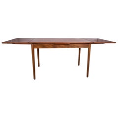 Danish modern draw leaf teak extending dining table  manufactured by AM Møbler