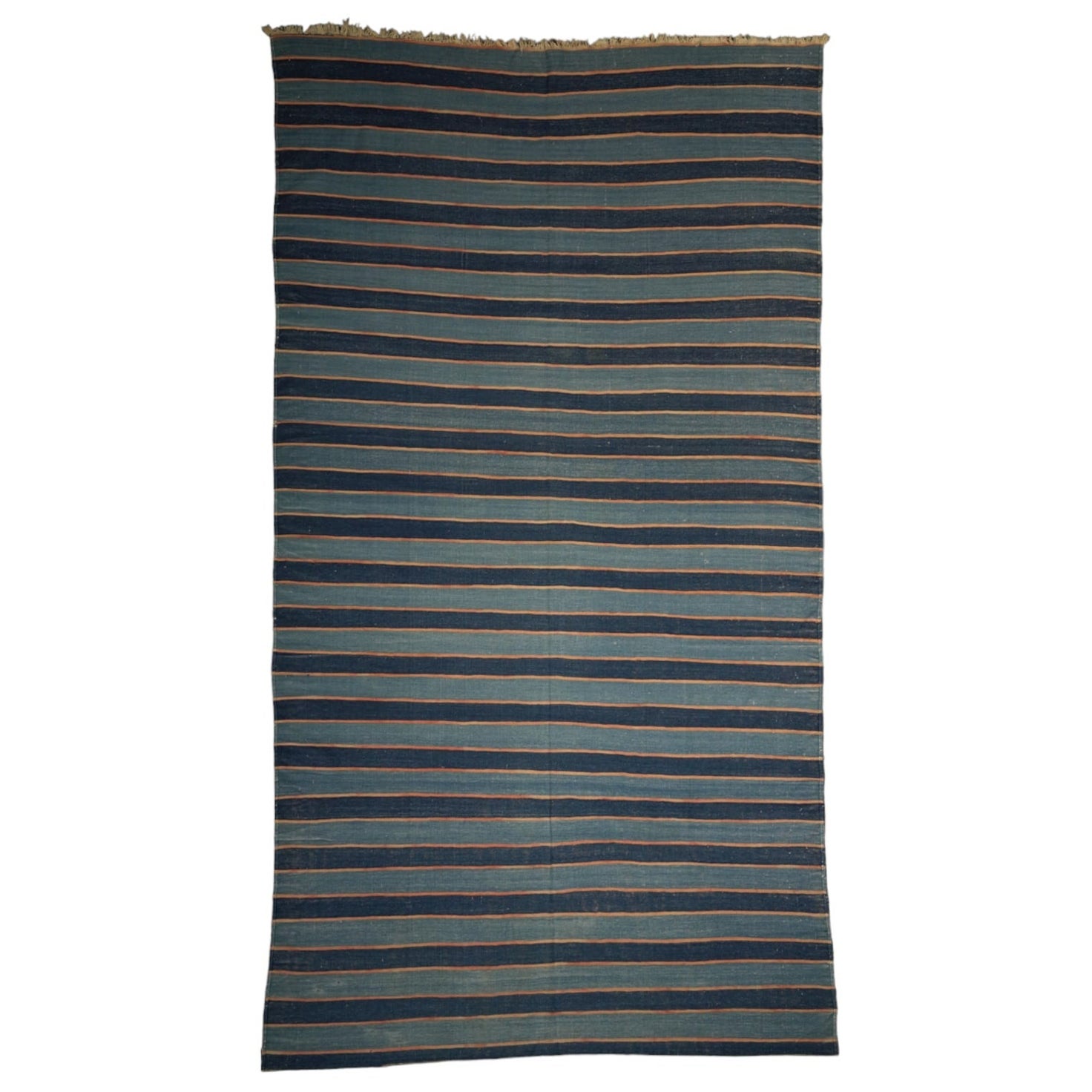Vintage Dhurrie Rug in Blue with Stripes, from Rug & Kilim For Sale