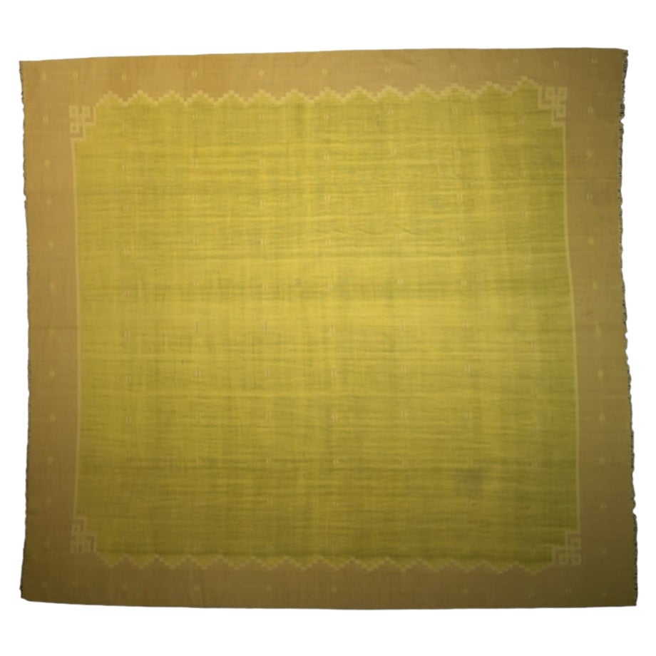 Vintage Dhurrie-Teppich in Grün mit fester Bordüre von Rug & Kilim im Angebot