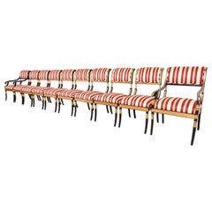 Chaises de salle à manger de style Régence, ébonisées et dorées, ensemble de dix