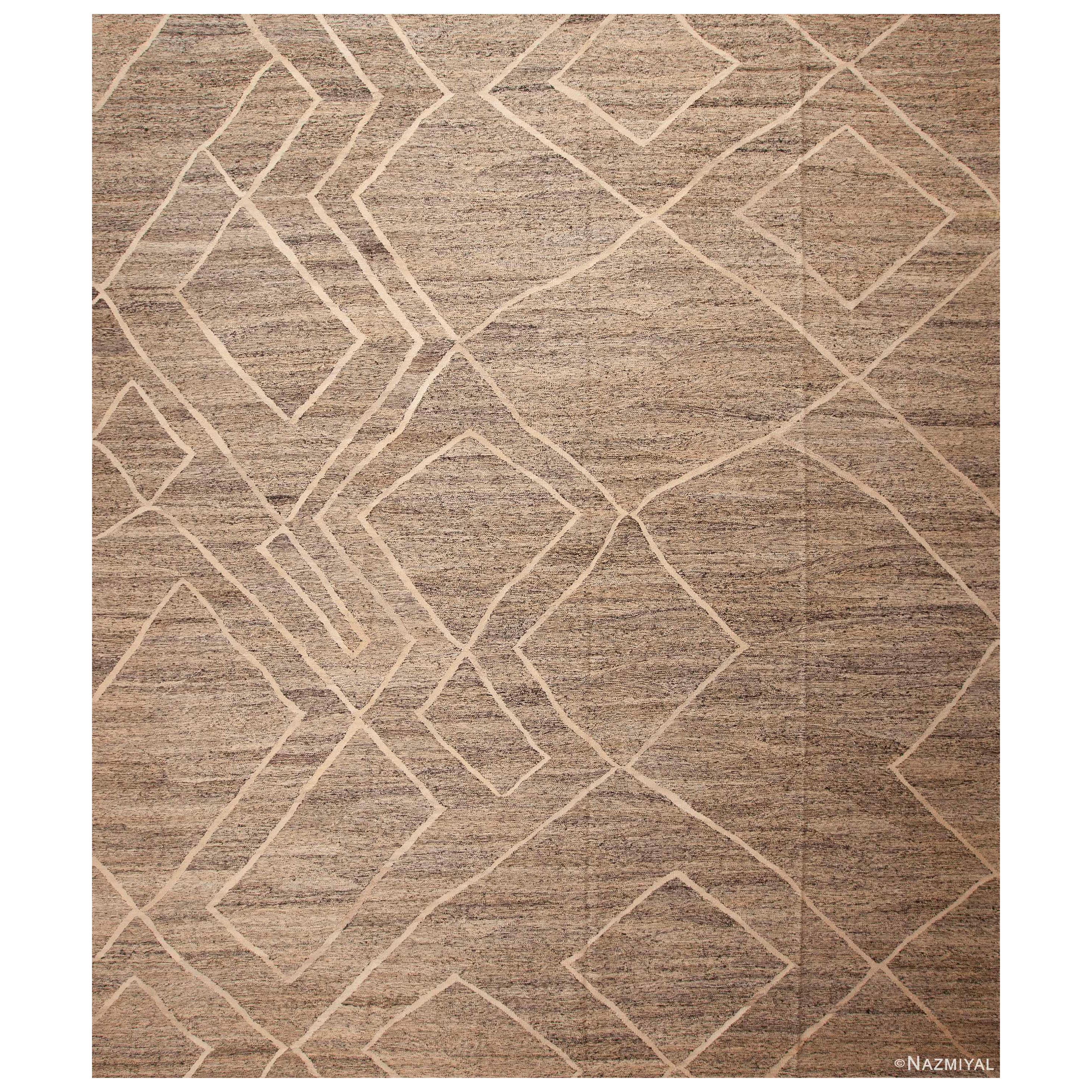 Collection Nazmiyal Tapis Kilim tribal géométrique moderne tissé à plat 13'6" x 15'7" en vente