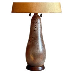 Vintage Modern Salt Glazed Oblong Ceramic Table Lamp, 1960