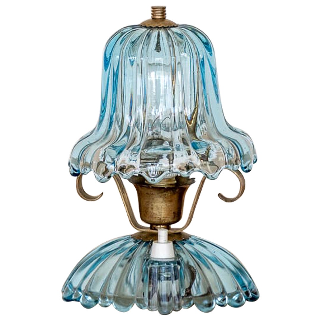 Petite Barovier Glass and Brass Lamp For Sale
