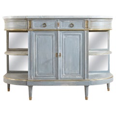Antique Late 19th Century French Louis XVI Style Painted Enfilade, Buffet, Marble Top