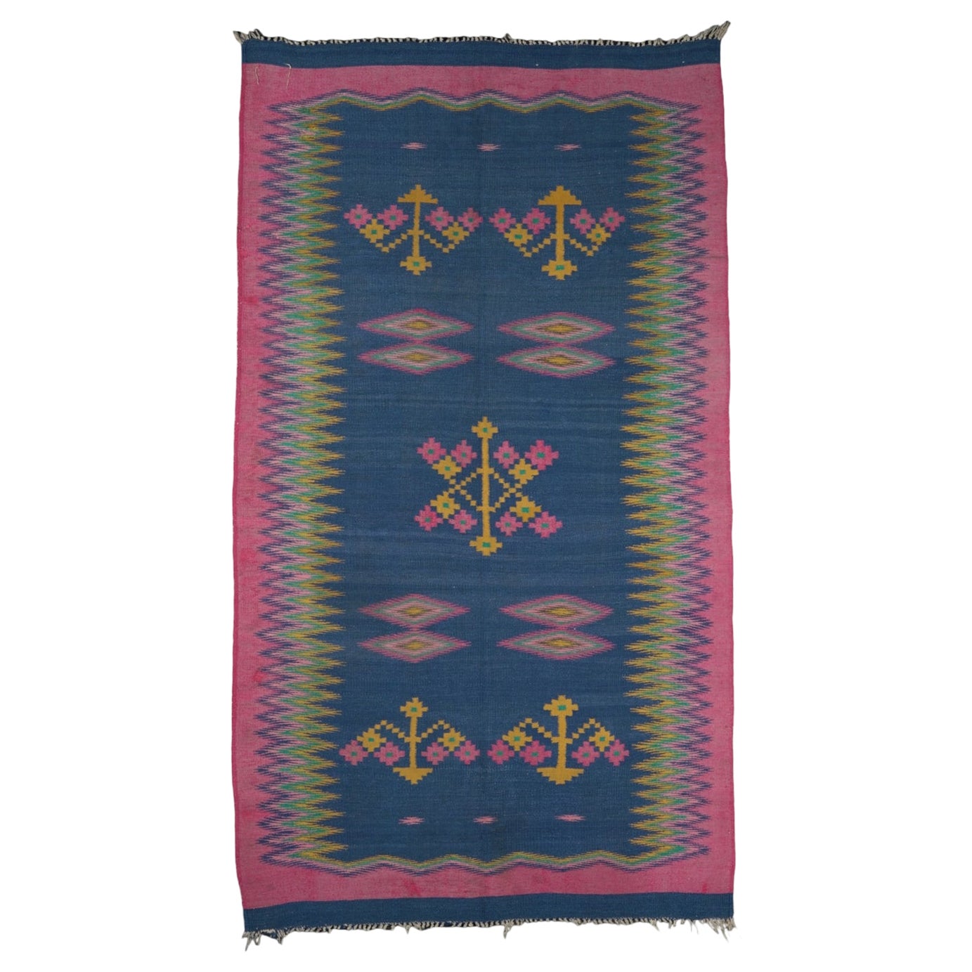 Vintage Dhurrie-Teppich mit mehrfarbigen Mustern von Rug & Kilim