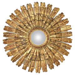 Palladio Italian Renaissance Gilded Sunburst Convex Mirror Wall Hanging 
