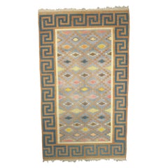 Vintage Dhurrie-Teppich mit mehrfarbigen Mustern von Rug & Kilim