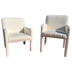 A pair of 1980s Postmodern His and Hers Low Back Parsons Chairs