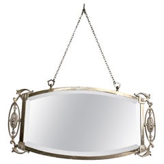 Antique English Art Deco Silvered Bronze Mirror with Hand Beveling, Circa 1920.