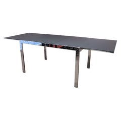 Used Modern Calligaris Key Expandable Chrome Smoked Glass Dining Table Made in Italy