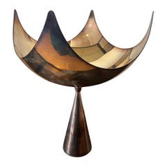  Sculptural Silver Stemmed Bowl by Mesa, 1970s