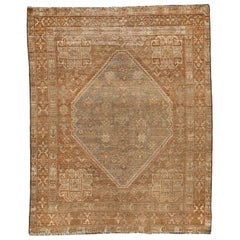 Antique Persian Shiraz Brown Wool Rug With Allover Design