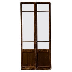 Antique Pair Late 18th Century 3 Lite Paneled French Doors