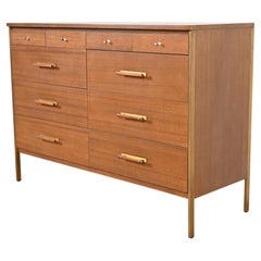 Paul McCobb for Directional Mahogany and Brass Ten-Drawer Dresser, Refinished
