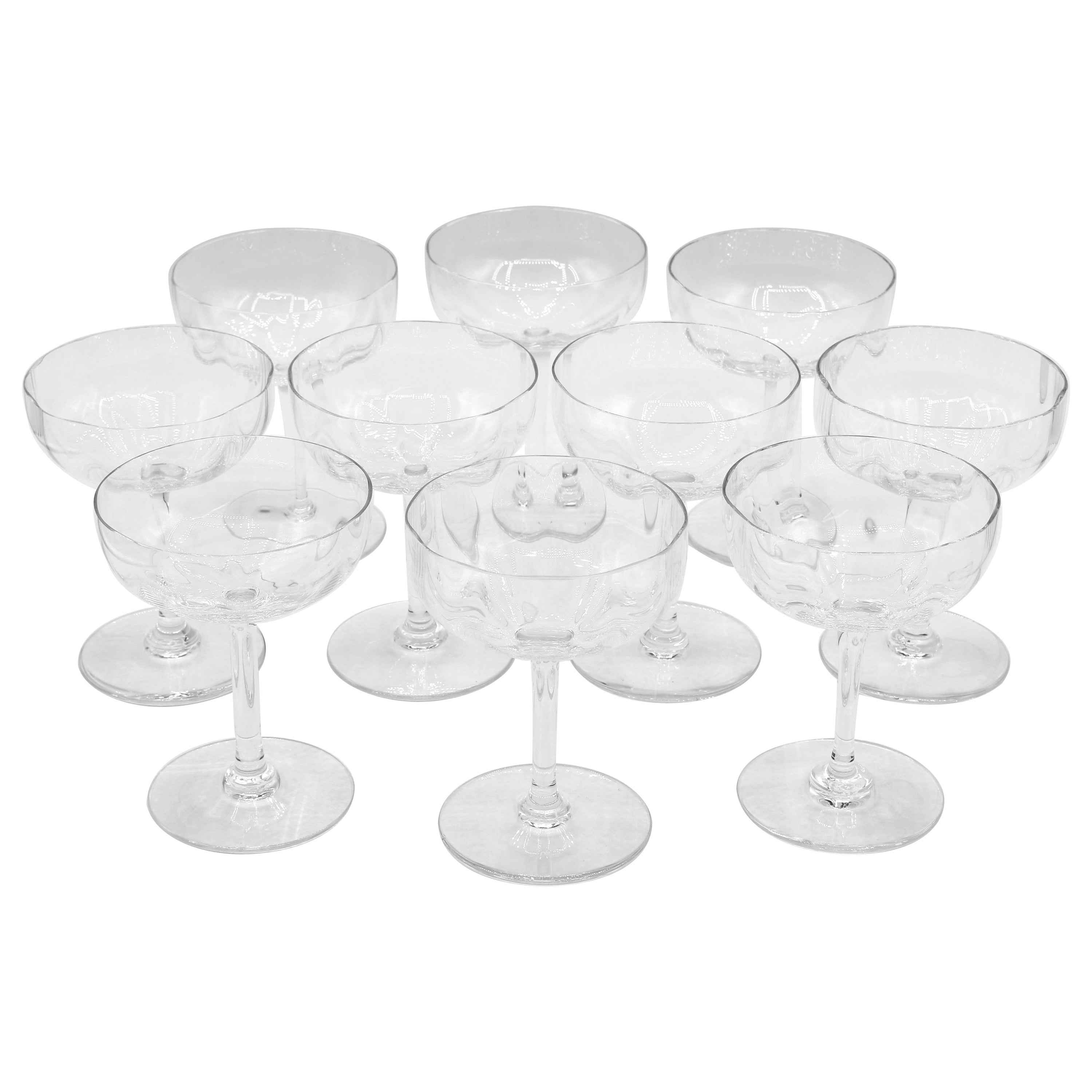 Set of 10 Baccarat Montaigne Optic Champagne Coupes or Sherbets