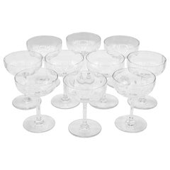Retro Set of 10 Baccarat Montaigne Optic Champagne Coupes or Sherbets