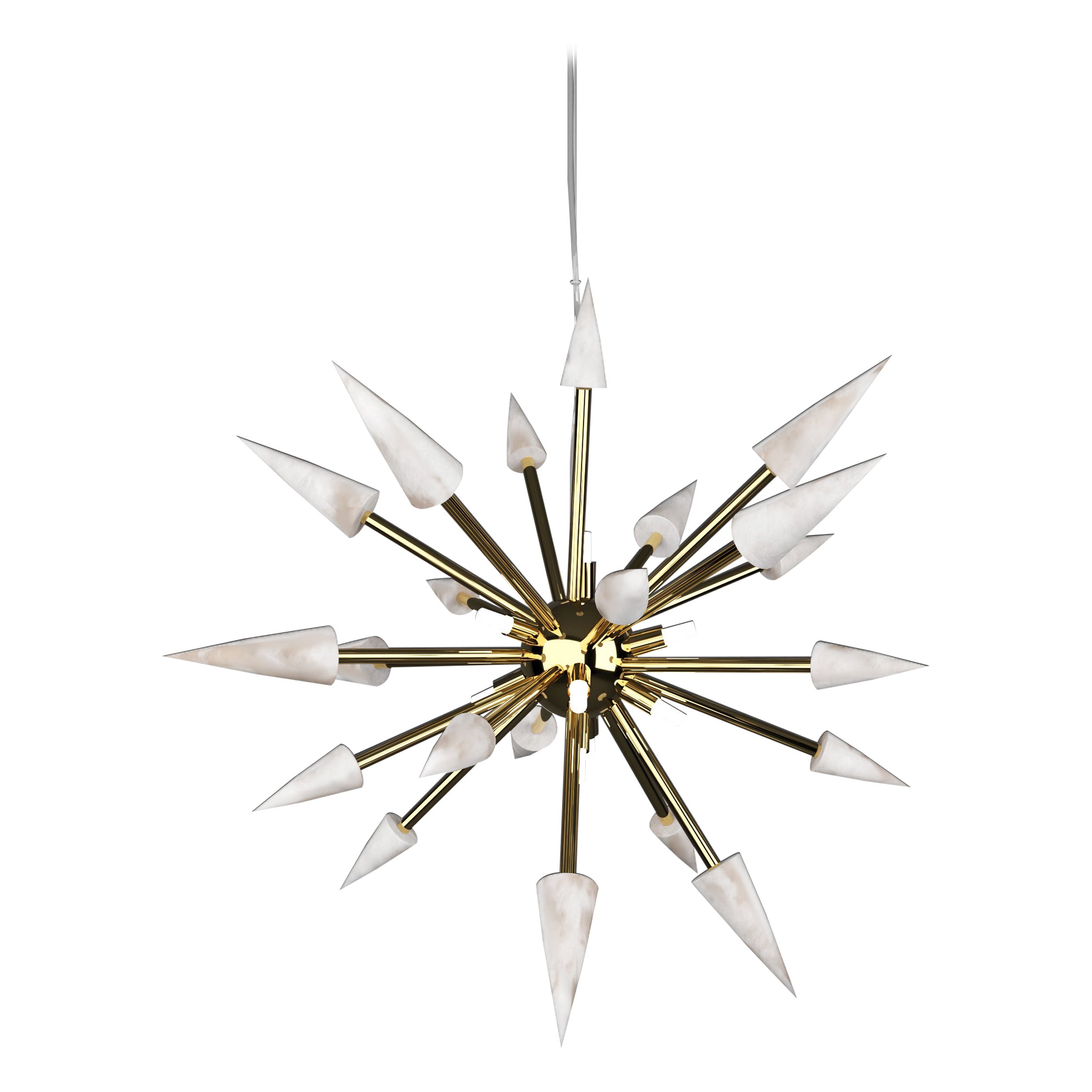 Perseo 50 Shiny Gold Metal Pendant Lamp by Alabastro Italiano For Sale