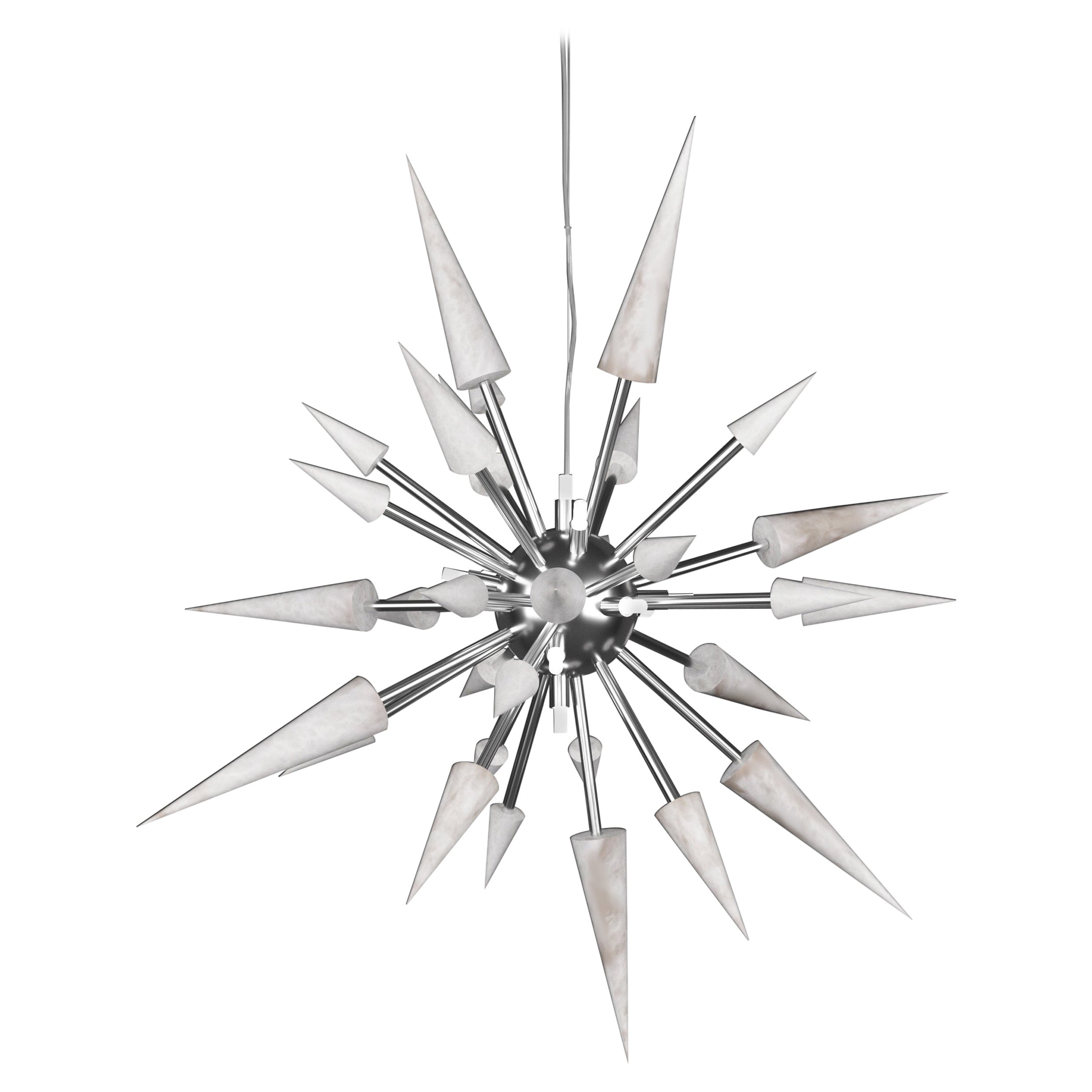 Perseo 100 Shiny Silver Metal Pendant Lamp by Alabastro Italiano