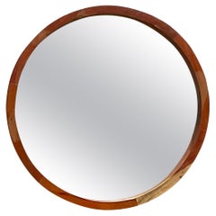 Retro Boho Round Wooden Mirror
