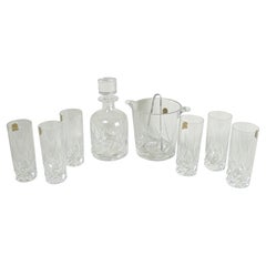 Retro Crystal Serveware Glasses Bottle Ice Bucket Da Vinci Modern Italy 1990s Set of 8