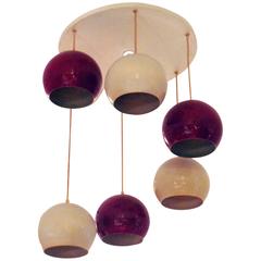 Vintage Six Italian Mid-Century Chandeliers by Reggiani