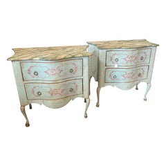 Two Late 19th Century Louis XV Style Lacquered Wood Italian Chest of Drawers