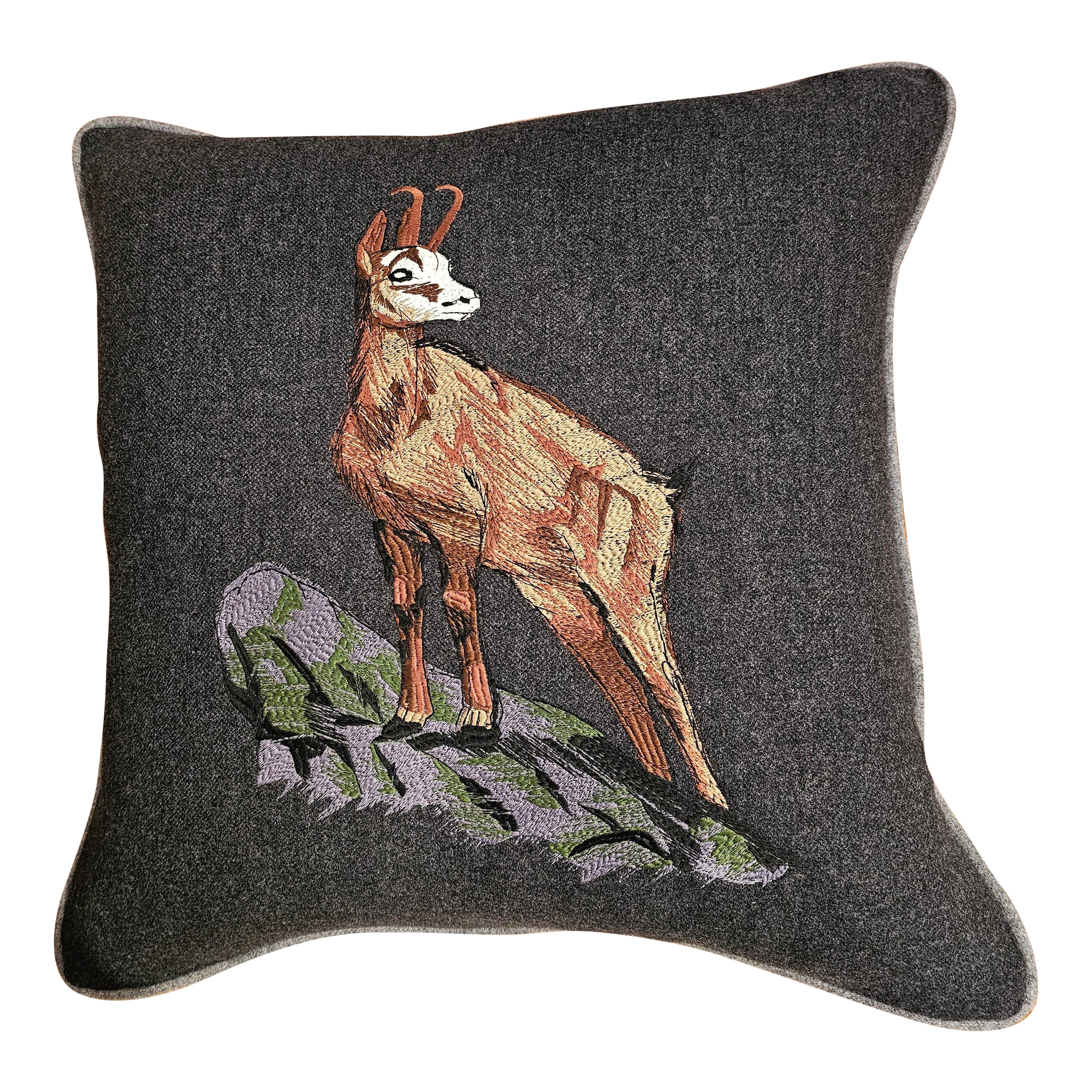 Black Forest Cushion Deer Loden Stitched Sofina Boutique Kitzbühel