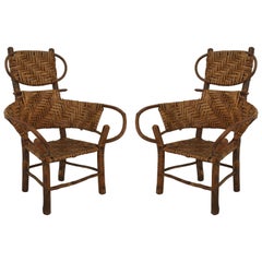 Vintage Pair of Old Hickory Child Armchairs