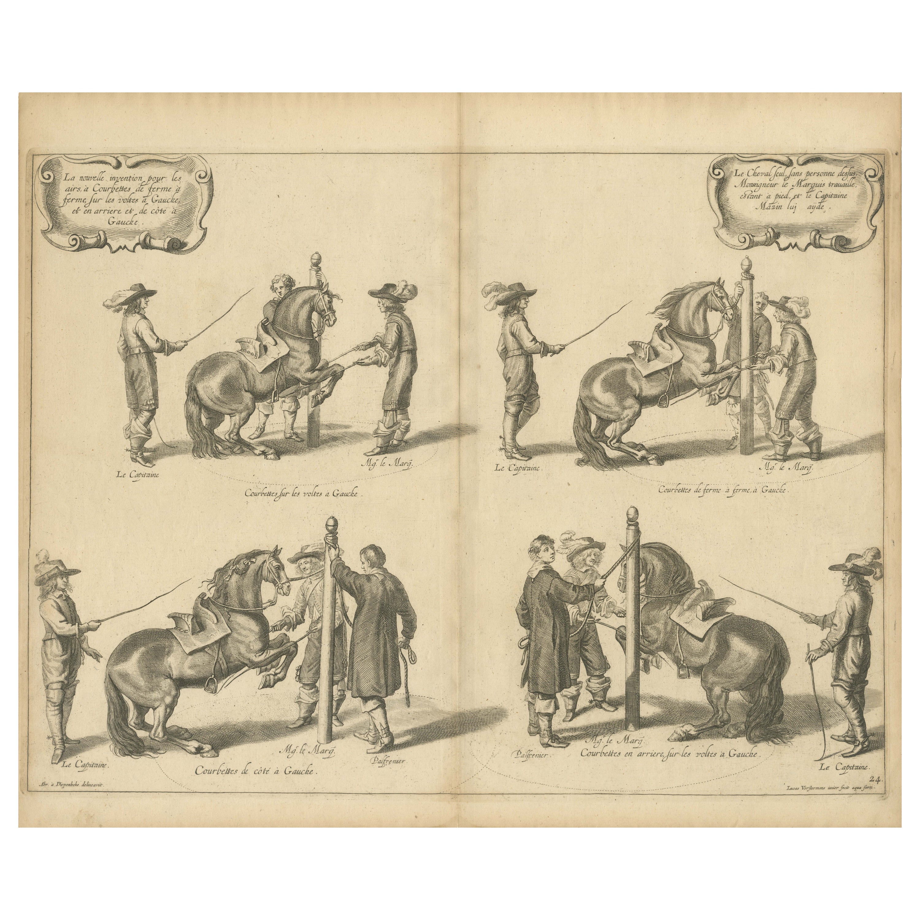 Equestrian Engravings of Cavendish's General System of Horsemanship, 1743 For Sale