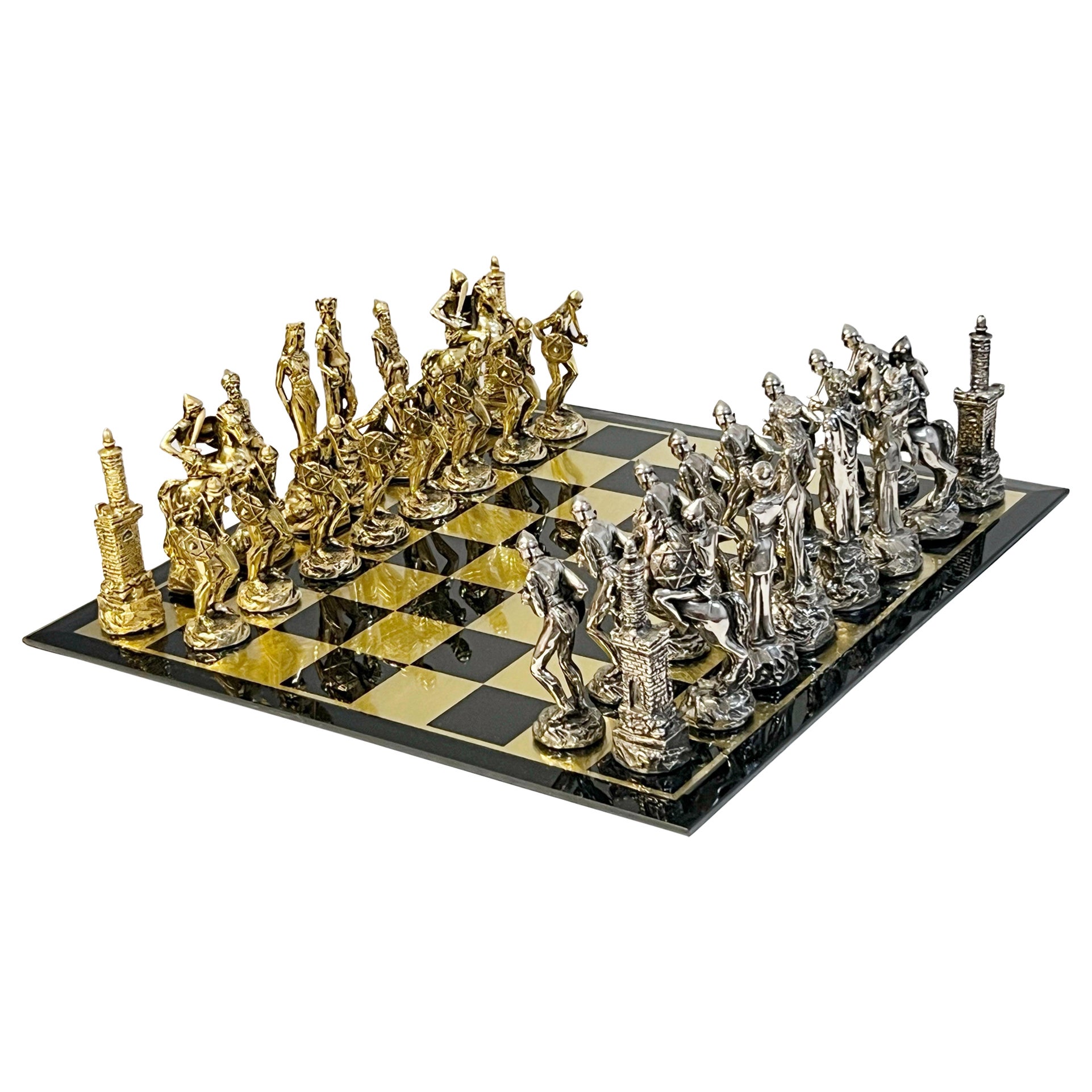 Yaacov Heller Sculptural Chess Set King David and Bathsheba  For Sale