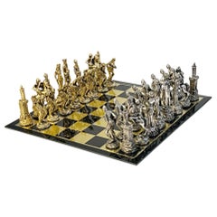 Vintage Yaacov Heller Sculptural Chess Set King David and Bathsheba 
