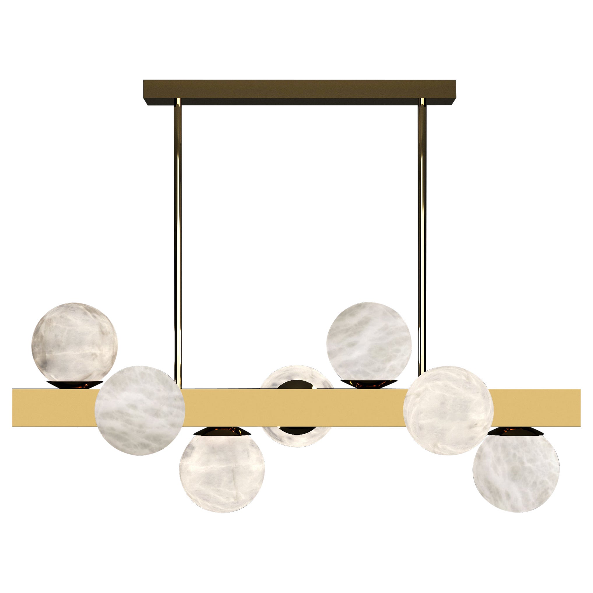 Dioniso Shiny Gold Metal Pendant Lamp by Alabastro Italiano For Sale