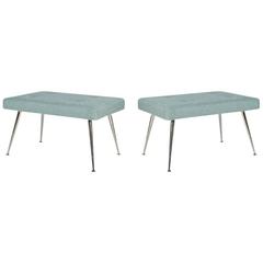Pair of White Brass Upholstered Benches 10