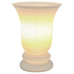 Vintage 1990s Art Deco Style White Glass Uplighter - Torchiere Style