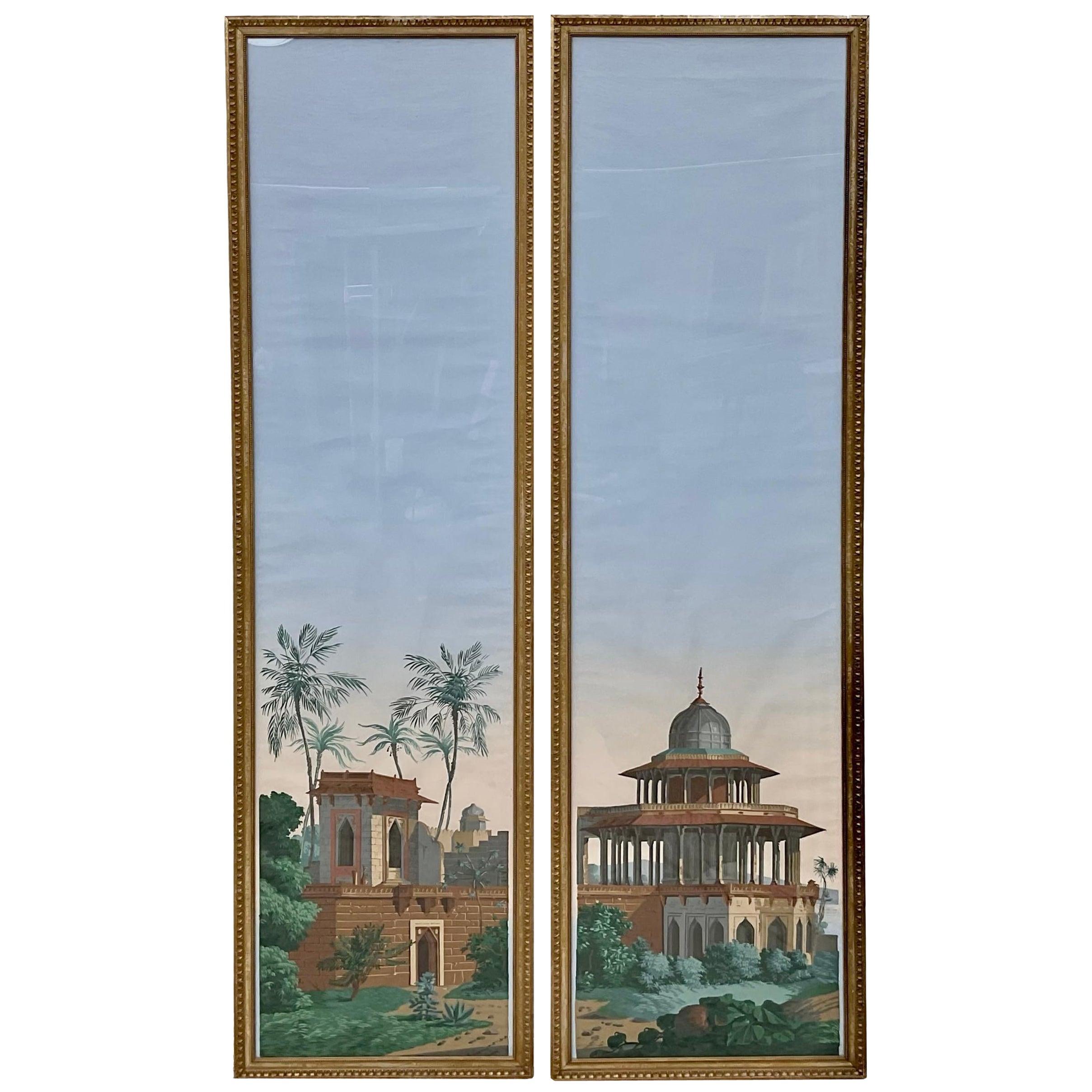 Pair Of Framed Zubar Wallpaper Panels For Sale